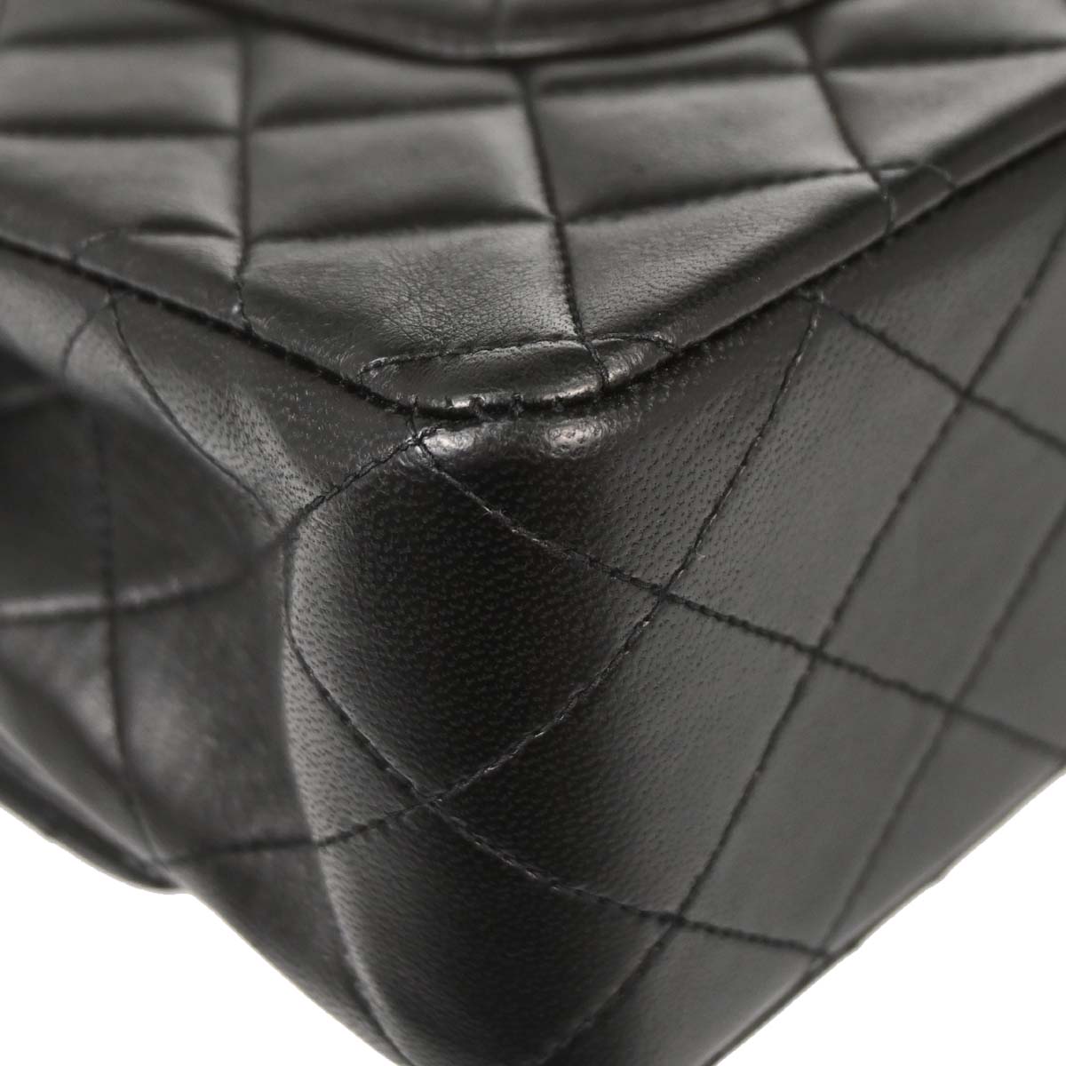 Chanel 1994-1996 Black Lambskin Medium Classic Double Flap Shoulder Bag