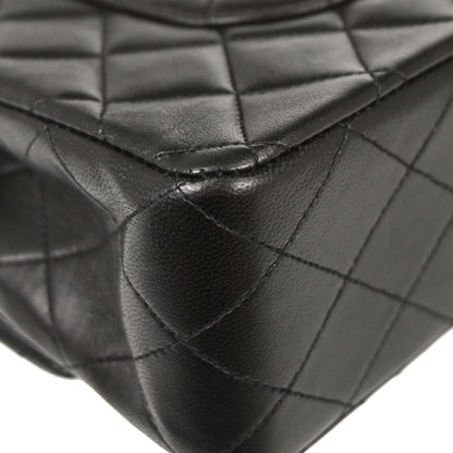 Chanel 1994-1996 Black Lambskin Medium Classic Double Flap Shoulder Bag