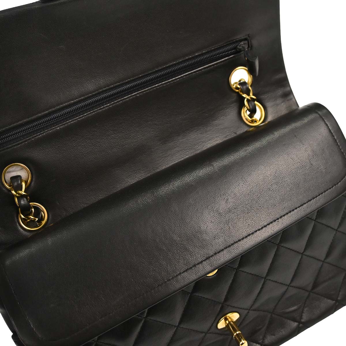 Chanel 1994-1996 Black Lambskin Medium Classic Double Flap Shoulder Bag