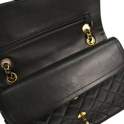 Chanel 1994-1996 Black Lambskin Medium Classic Double Flap Shoulder Bag