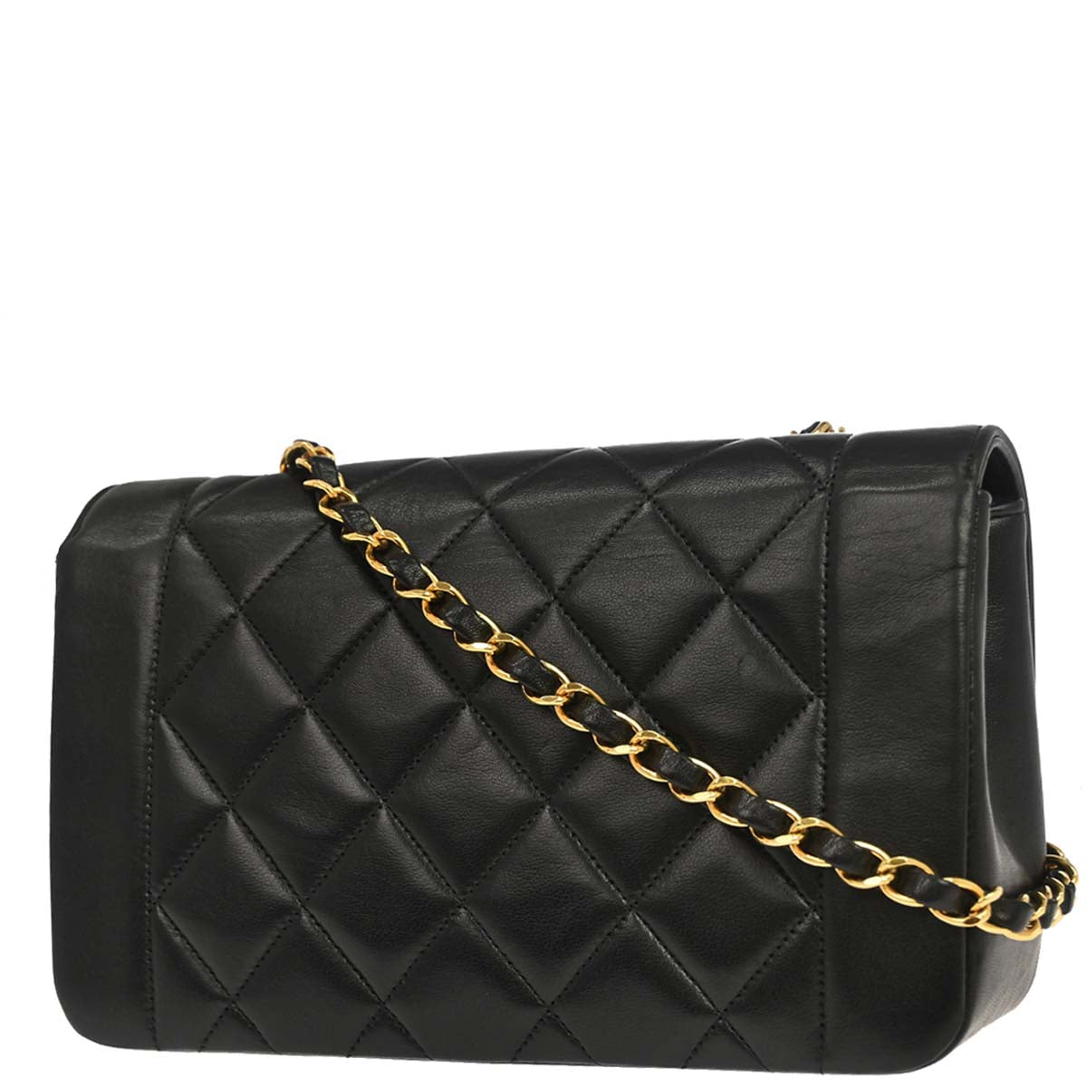 Chanel 1994-1996 Black Lambskin Small Diana Shoulder Bag