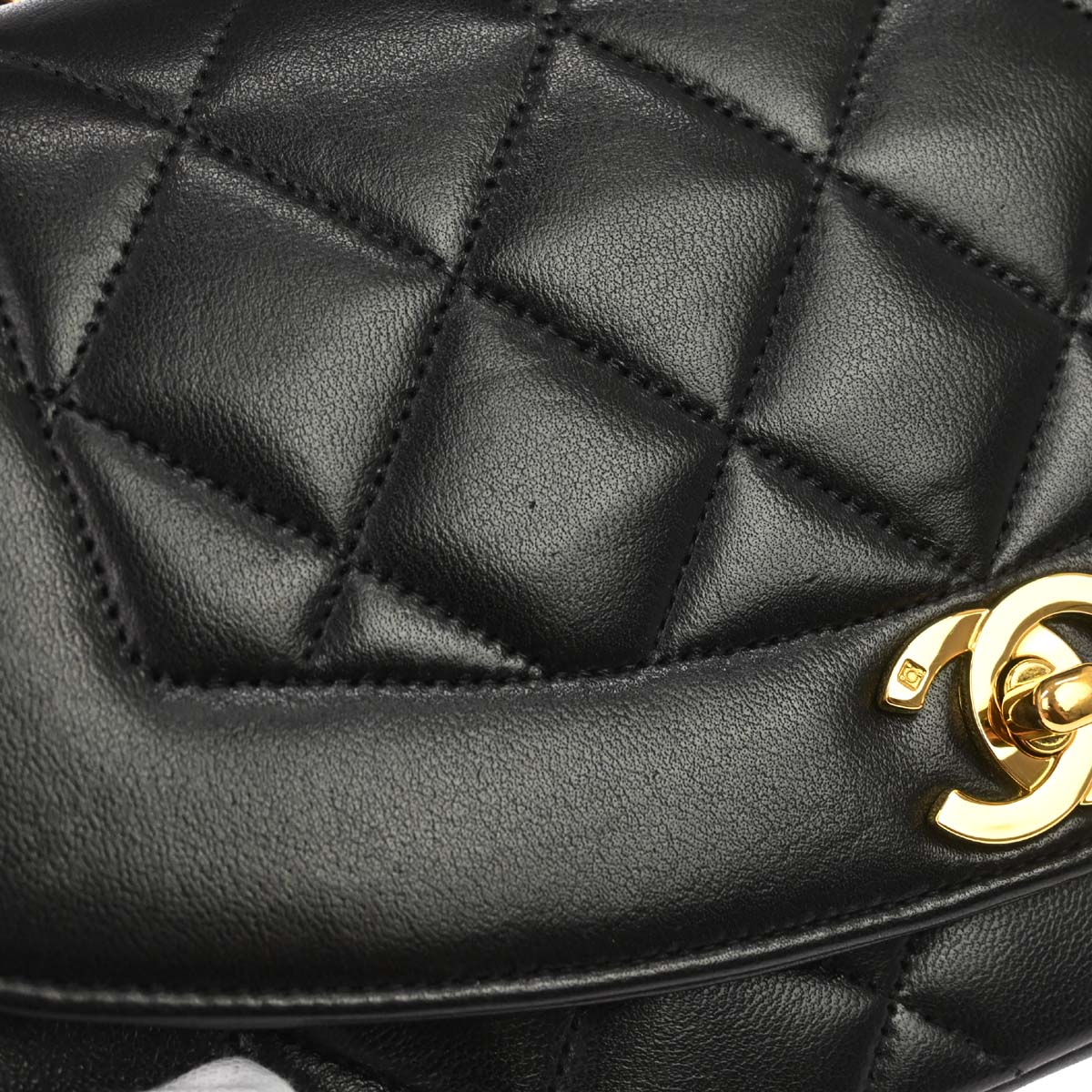 Chanel 1994-1996 Black Lambskin Small Diana Shoulder Bag