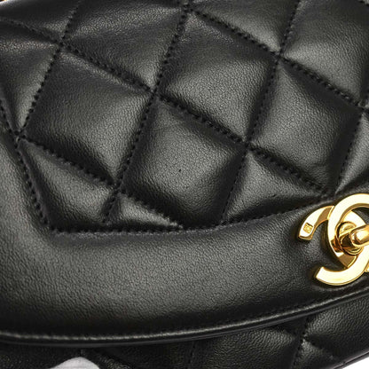Chanel 1994-1996 Black Lambskin Small Diana Shoulder Bag