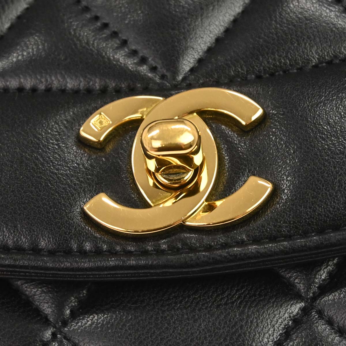 Chanel 1994-1996 Black Lambskin Small Diana Shoulder Bag