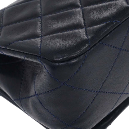 Chanel Navy Lambskin Turnlock Mini Full Flap Shoulder Bag
