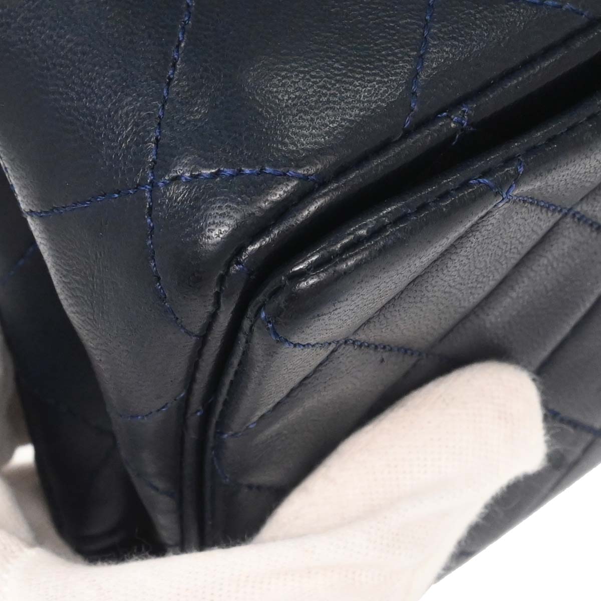 Chanel Navy Lambskin Turnlock Mini Full Flap Shoulder Bag