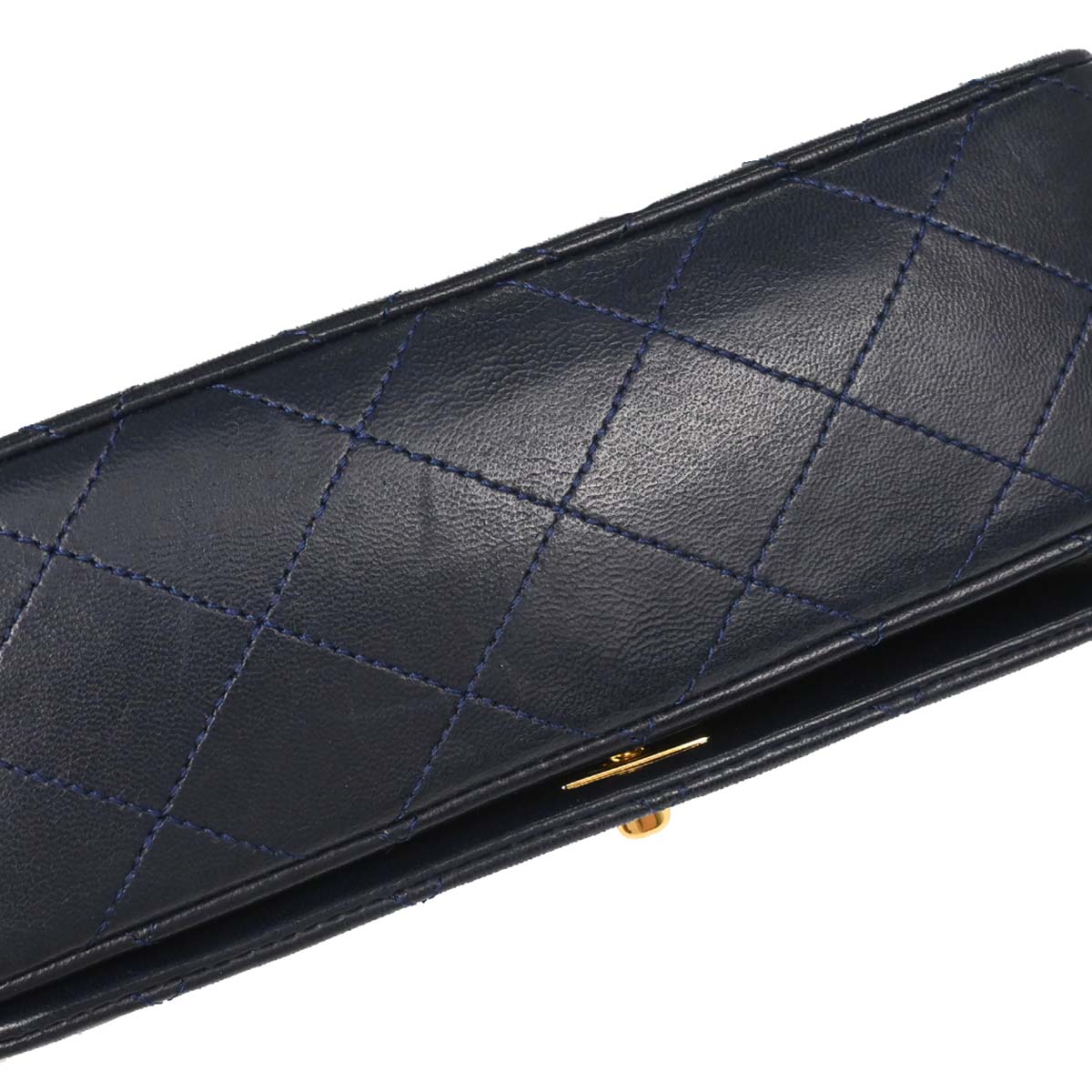 Chanel Navy Lambskin Turnlock Mini Full Flap Shoulder Bag