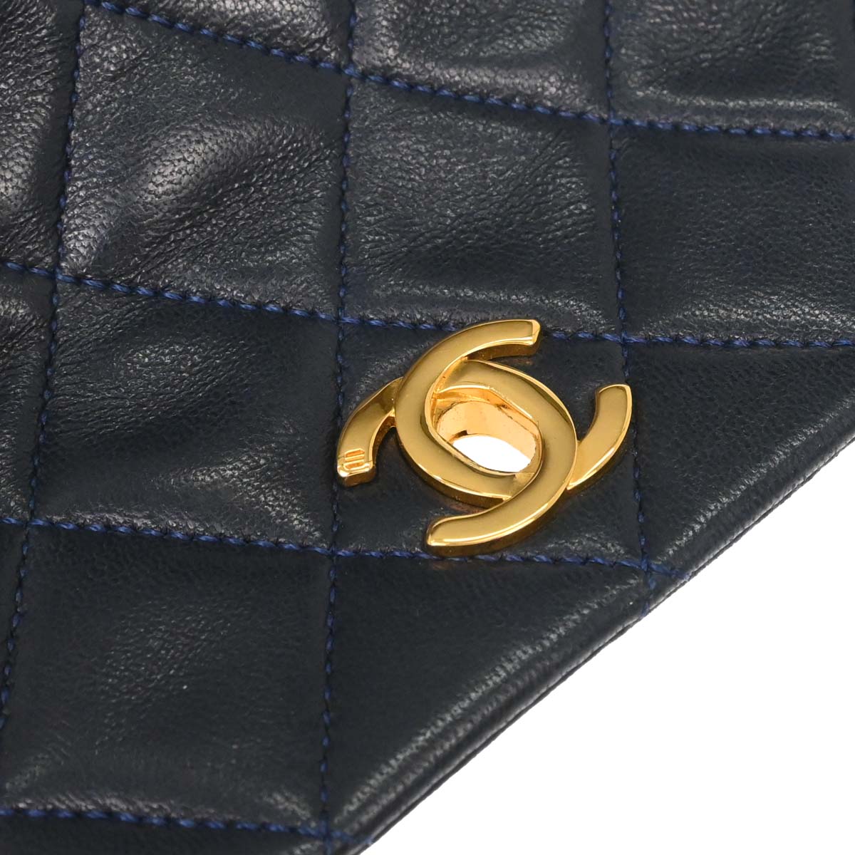 Chanel Navy Lambskin Turnlock Mini Full Flap Shoulder Bag