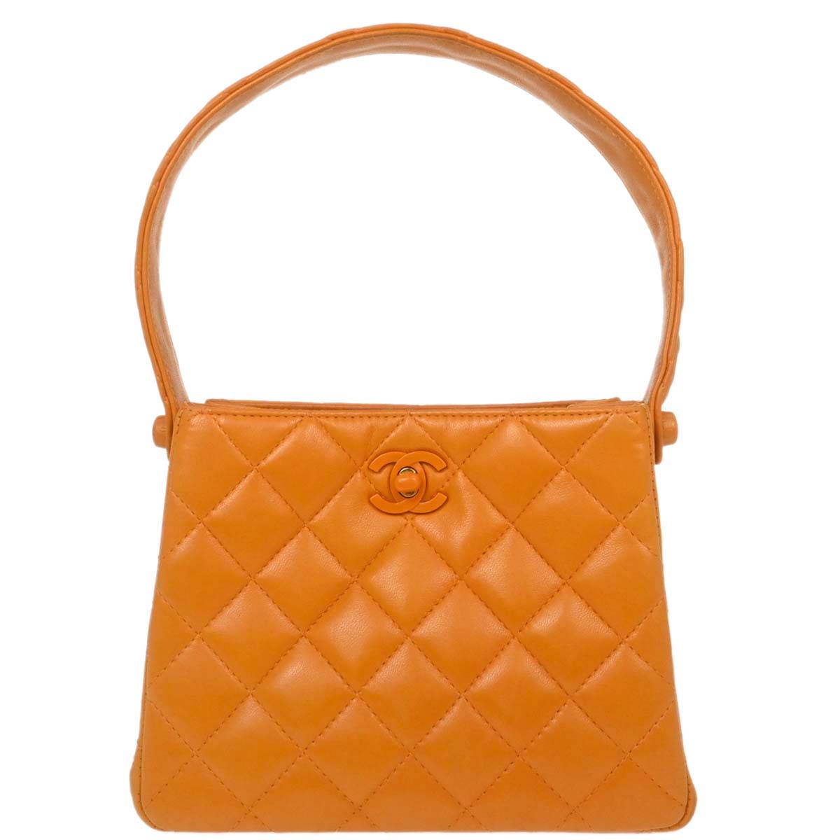 Chanel Orange Lambskin Double Sided Handbag