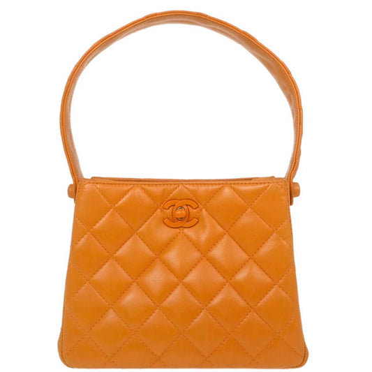 Chanel Orange Lambskin Double Sided Handbag