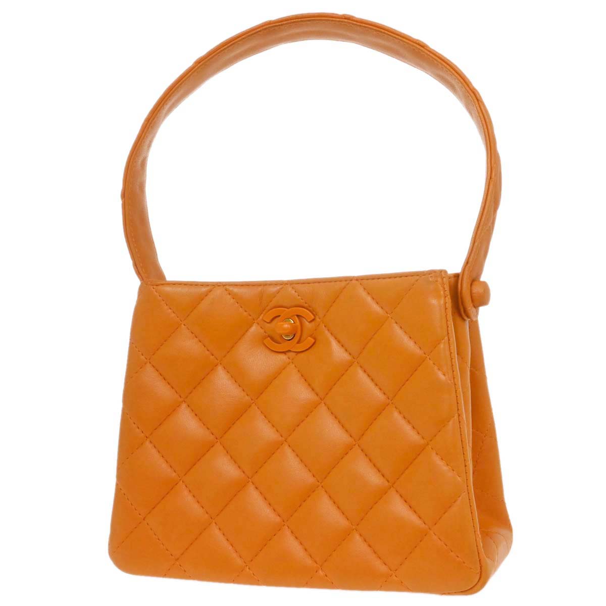 Chanel Orange Lambskin Double Sided Handbag