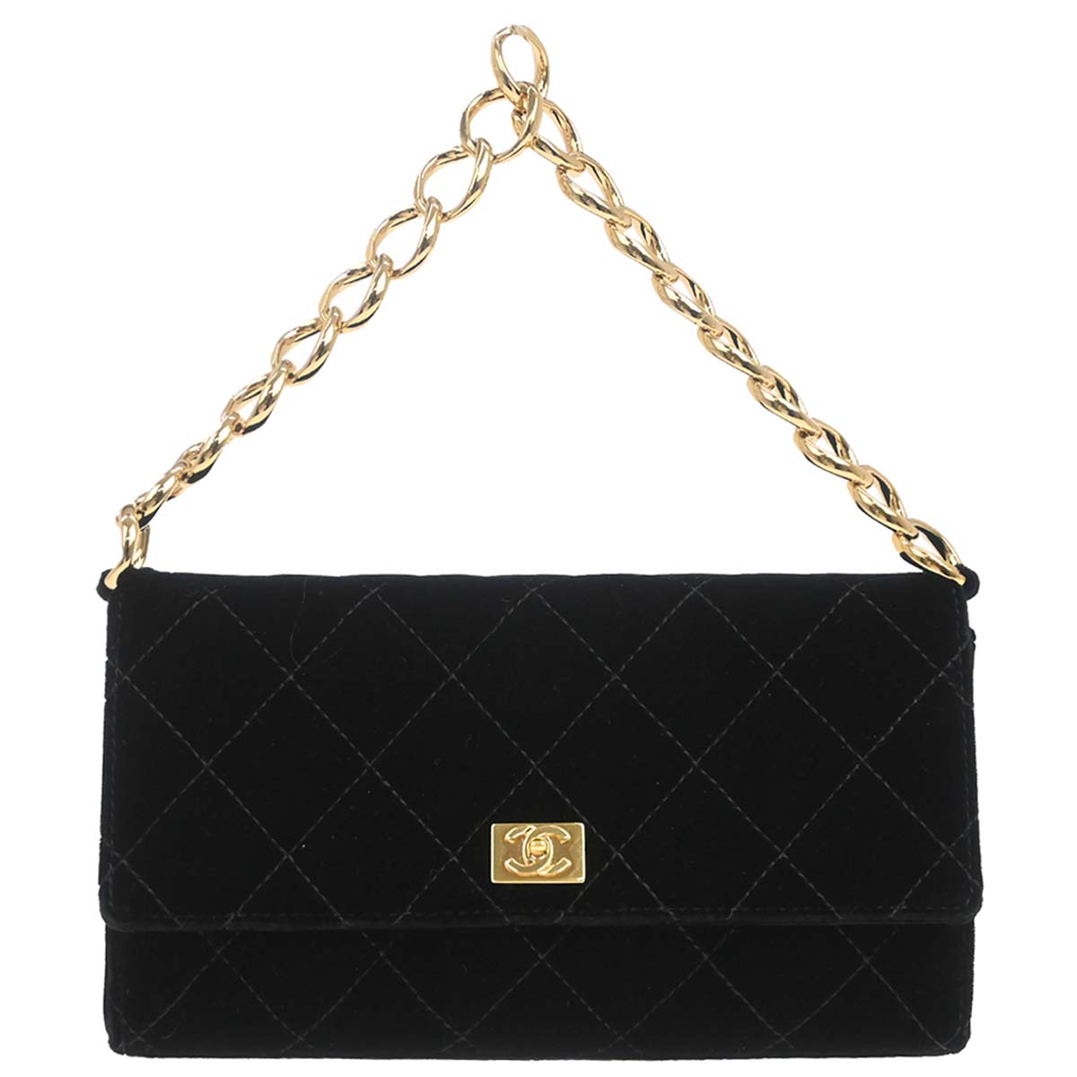 Chanel Black Velvet Chain Handbag