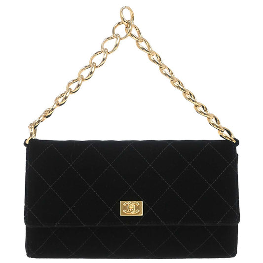 Chanel Black Velvet Chain Handbag