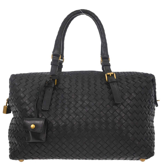 Bottega Veneta Black Lambskin Intrecciato Handbag