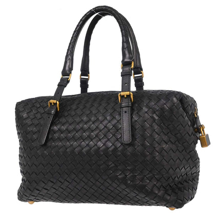 Bottega Veneta Black Lambskin Intrecciato Handbag