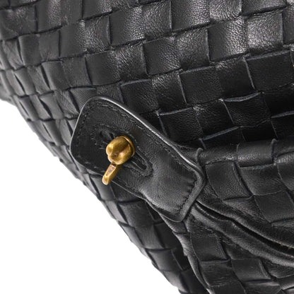 Bottega Veneta Black Lambskin Intrecciato Handbag