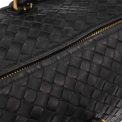 Bottega Veneta Black Lambskin Intrecciato Handbag