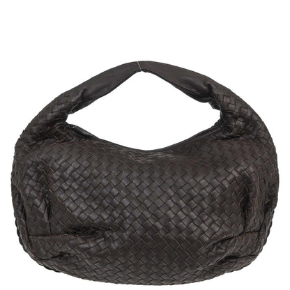 Bottega Veneta Brown Lambskin Intrecciato Hobo Handbag