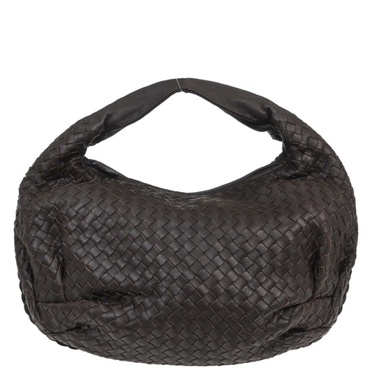 Bottega Veneta Brown Lambskin Intrecciato Hobo Handbag