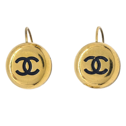 Chanel Button Pierced Earrings Gold 97A