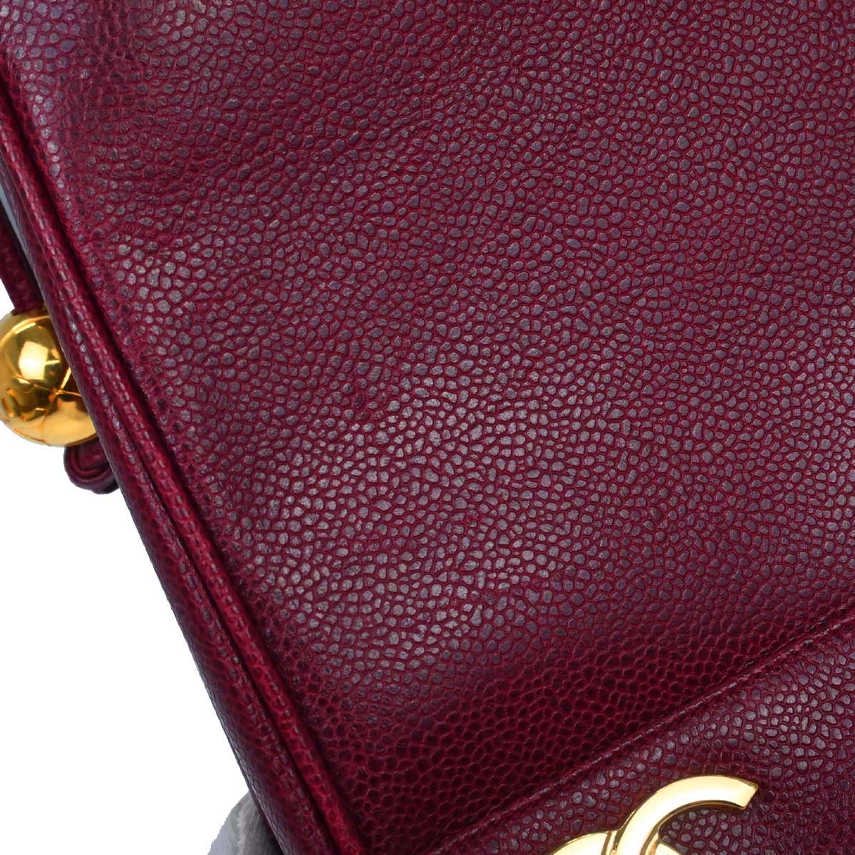 Chanel Bordeaux Caviar Skin Triple CC Shoulder Tote Bag