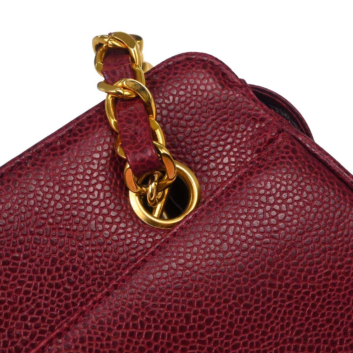 Chanel Bordeaux Caviar Skin Triple CC Shoulder Tote Bag