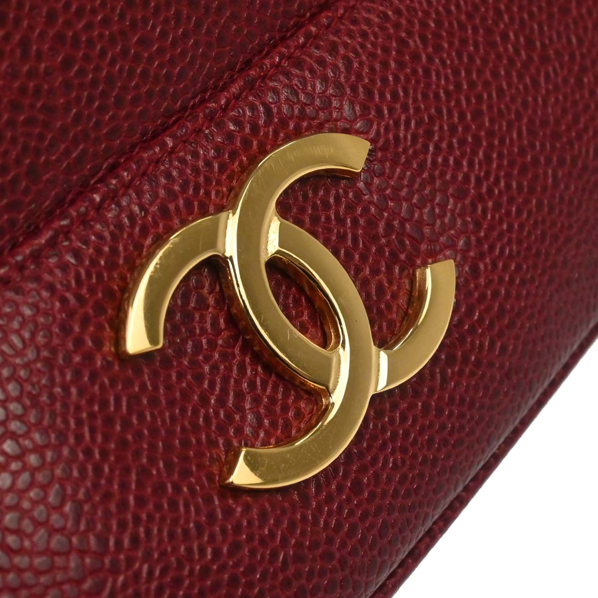 Chanel Bordeaux Caviar Skin Triple CC Shoulder Tote Bag