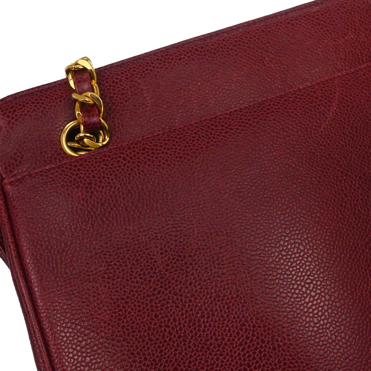 Chanel Bordeaux Caviar Skin Triple CC Shoulder Tote Bag