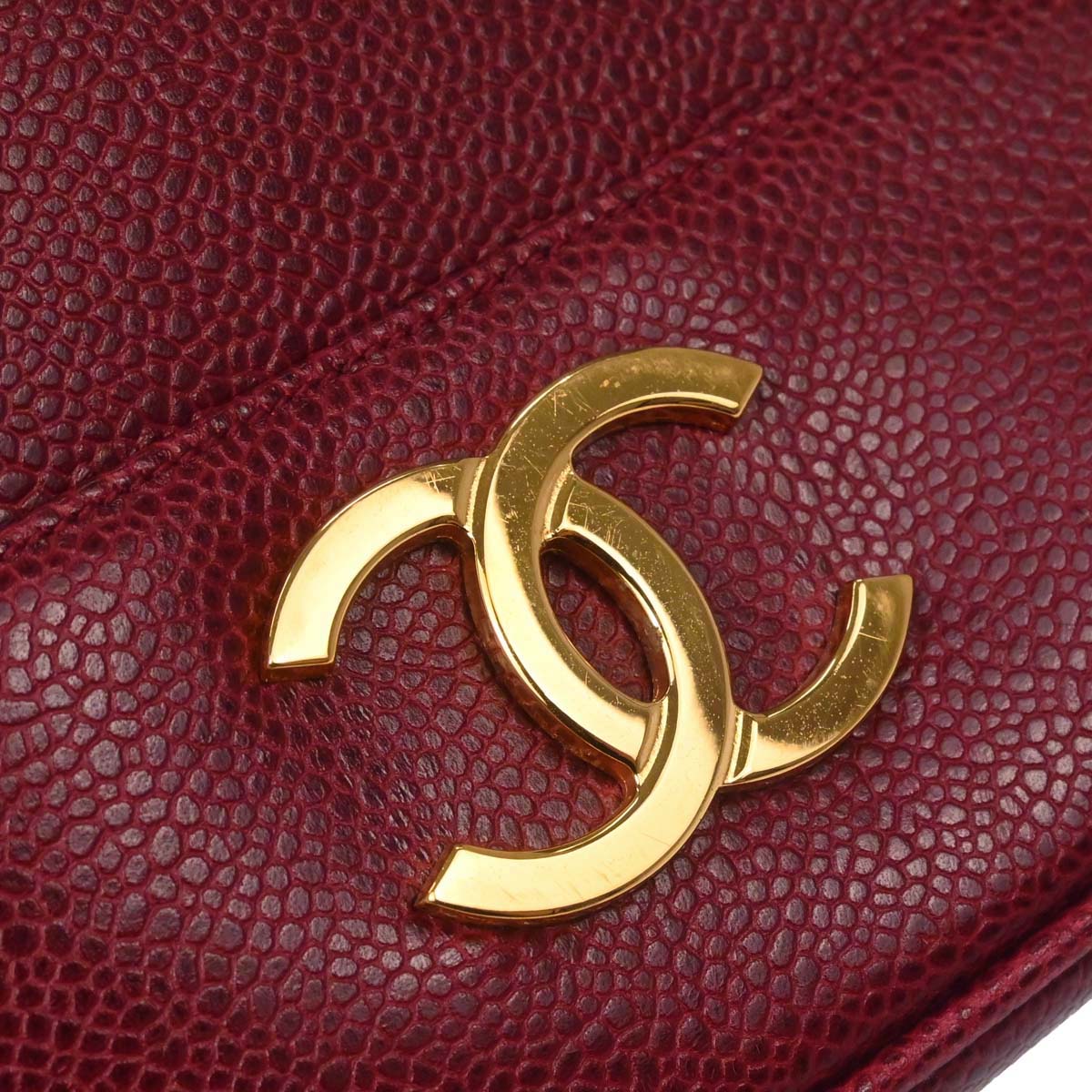 Chanel Bordeaux Caviar Skin Triple CC Shoulder Tote Bag