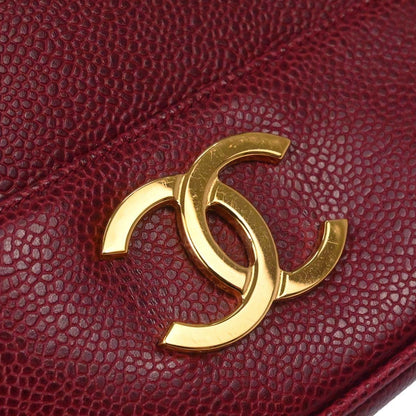 Chanel Bordeaux Caviar Skin Triple CC Shoulder Tote Bag