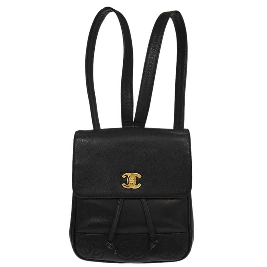 Chanel Black Caviar Skin Triple CC Backpack