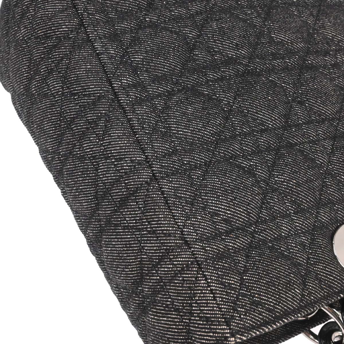 Christian Dior Black Denim Large Lady Dior Cannage 2way Shoulder Handbag
