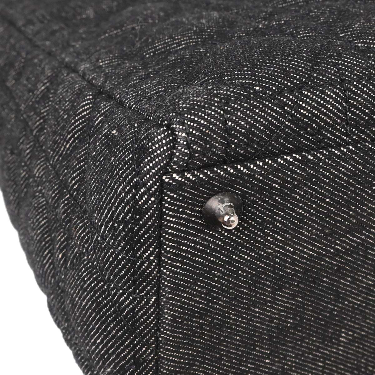 Christian Dior Black Denim Large Lady Dior Cannage 2way Shoulder Handbag