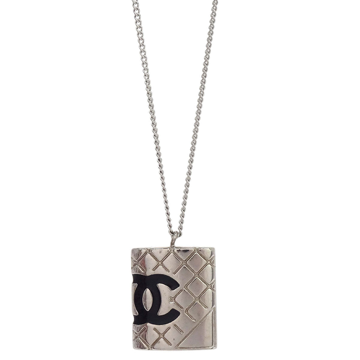 Chanel Cambon Ligne Chain Necklace Pendant Silver 05C