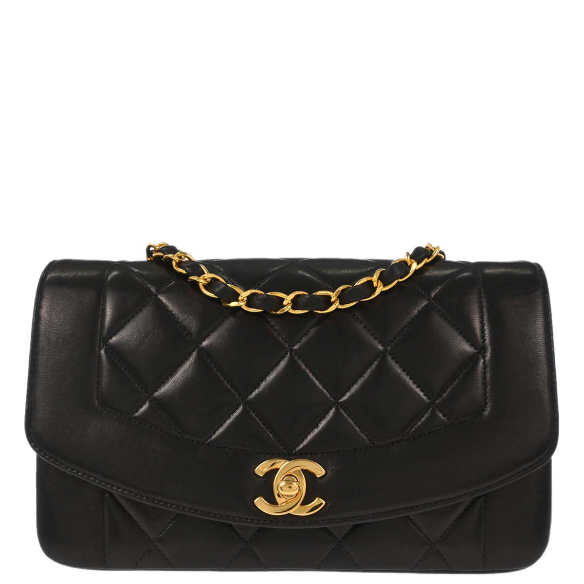 Chanel Black Lambskin Small Diana Shoulder Bag