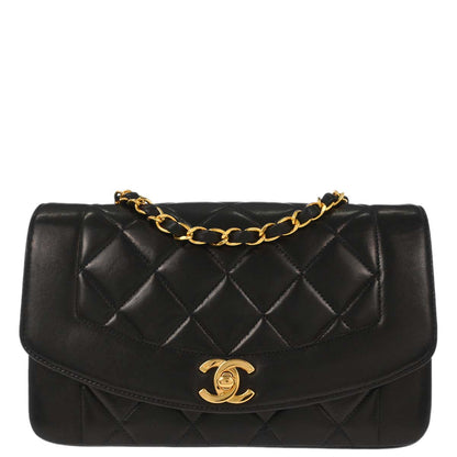 Chanel Black Lambskin Small Diana Shoulder Bag