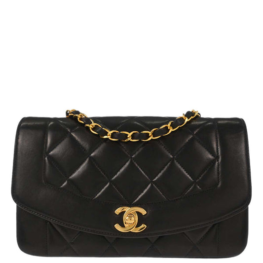 Chanel Black Lambskin Small Diana Shoulder Bag