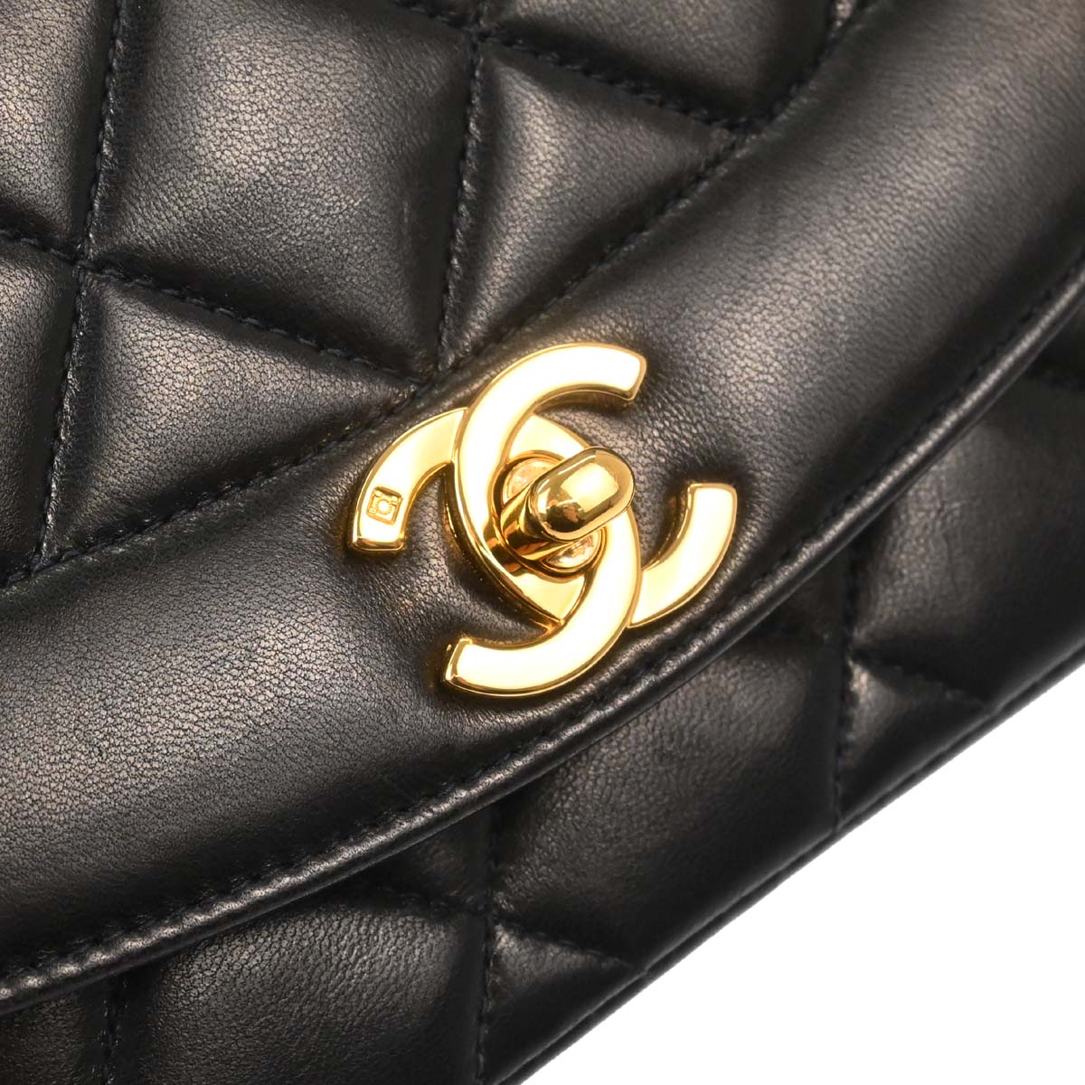 Chanel Black Lambskin Small Diana Shoulder Bag