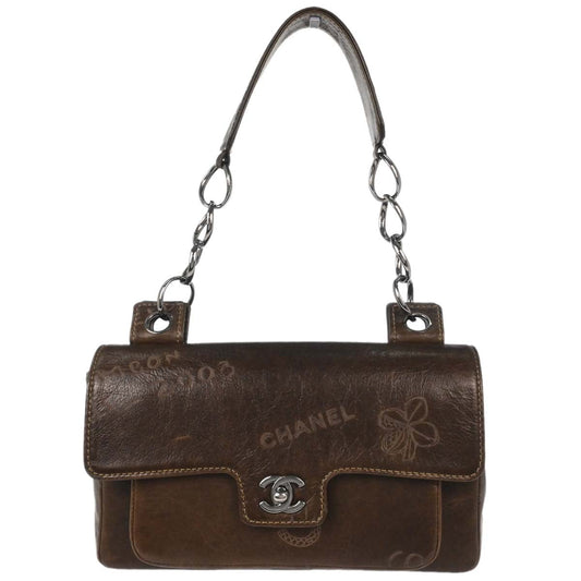 Chanel Brown Calfskin Graffiti Handbag