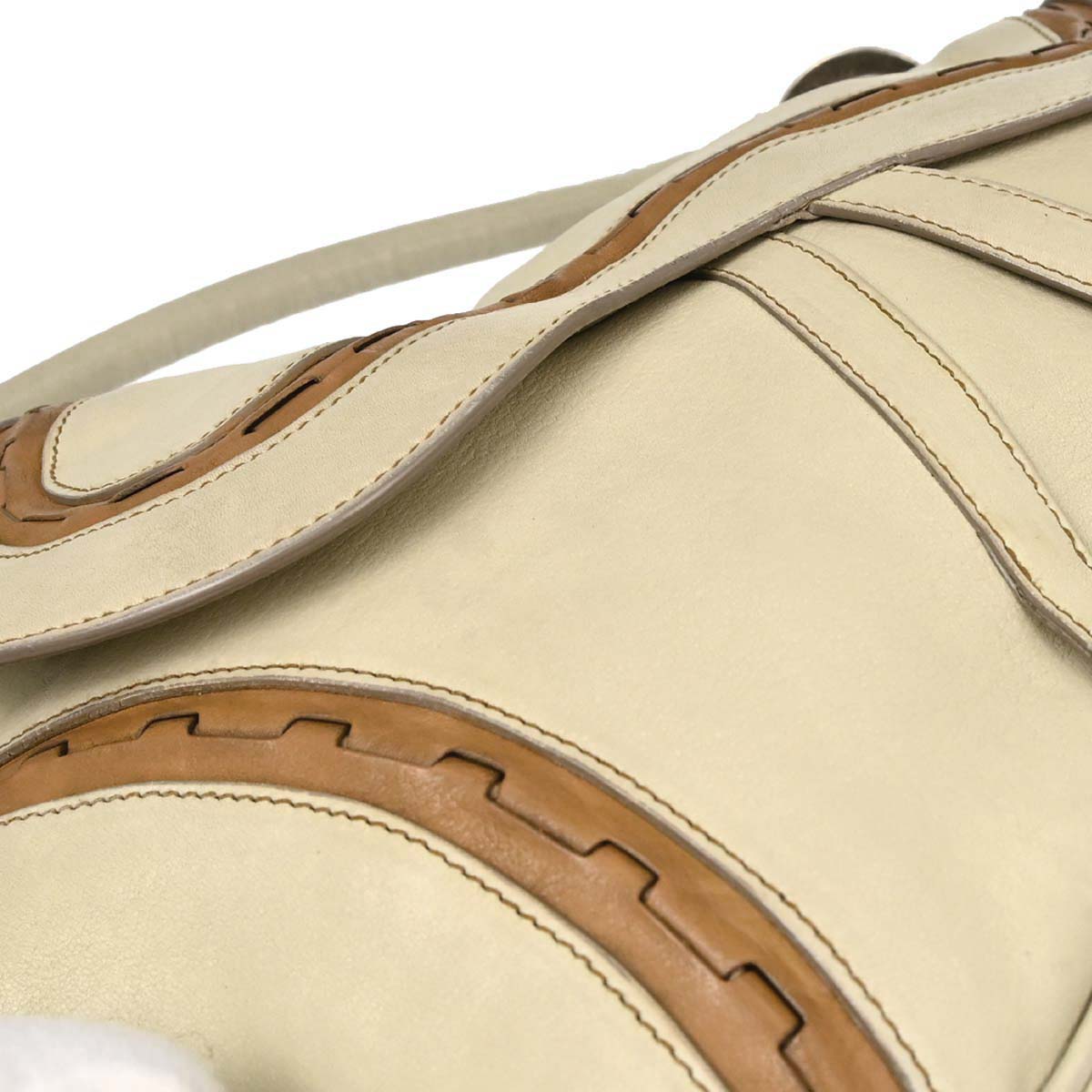 Christian Dior Beige Leather Saddle Handbag