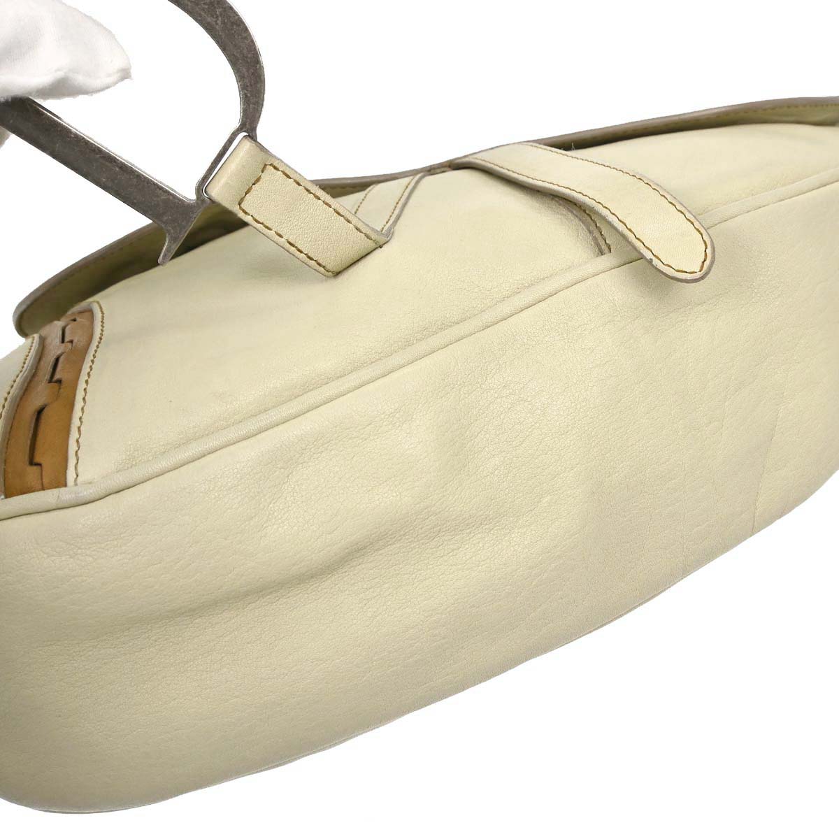 Christian Dior Beige Leather Saddle Handbag