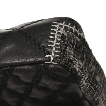 Chanel 2011 Black Tweed Lambskin Patchwork Stitch Shoulder Bag