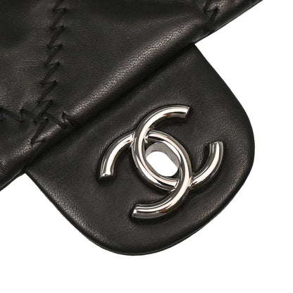 Chanel 2011 Black Tweed Lambskin Patchwork Stitch Shoulder Bag