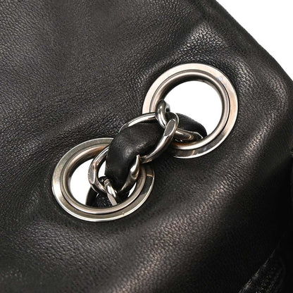 Chanel 2011 Black Tweed Lambskin Patchwork Stitch Shoulder Bag