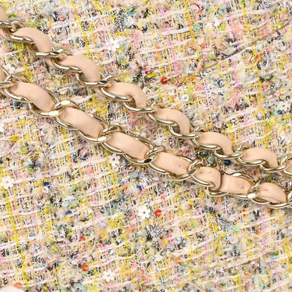 Chanel White Tweed Garden Party Medium Classic Double Flap Shoulder Bag