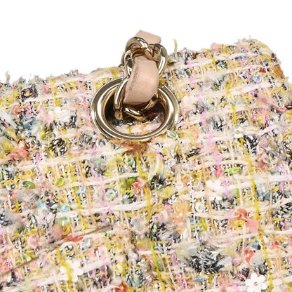 Chanel White Tweed Garden Party Medium Classic Double Flap Shoulder Bag