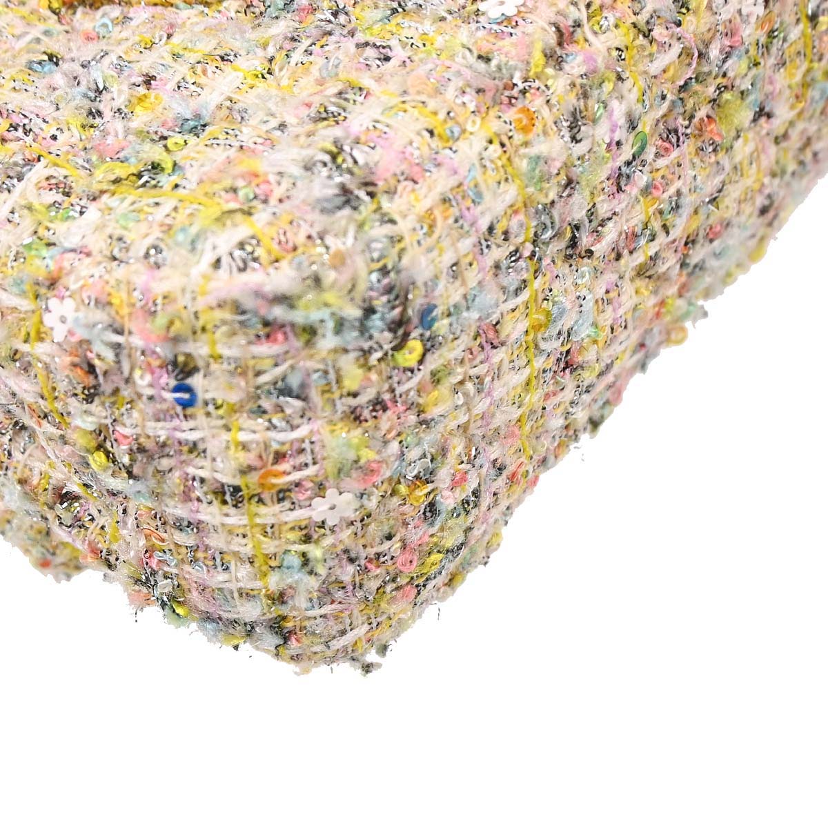 Chanel White Tweed Garden Party Medium Classic Double Flap Shoulder Bag