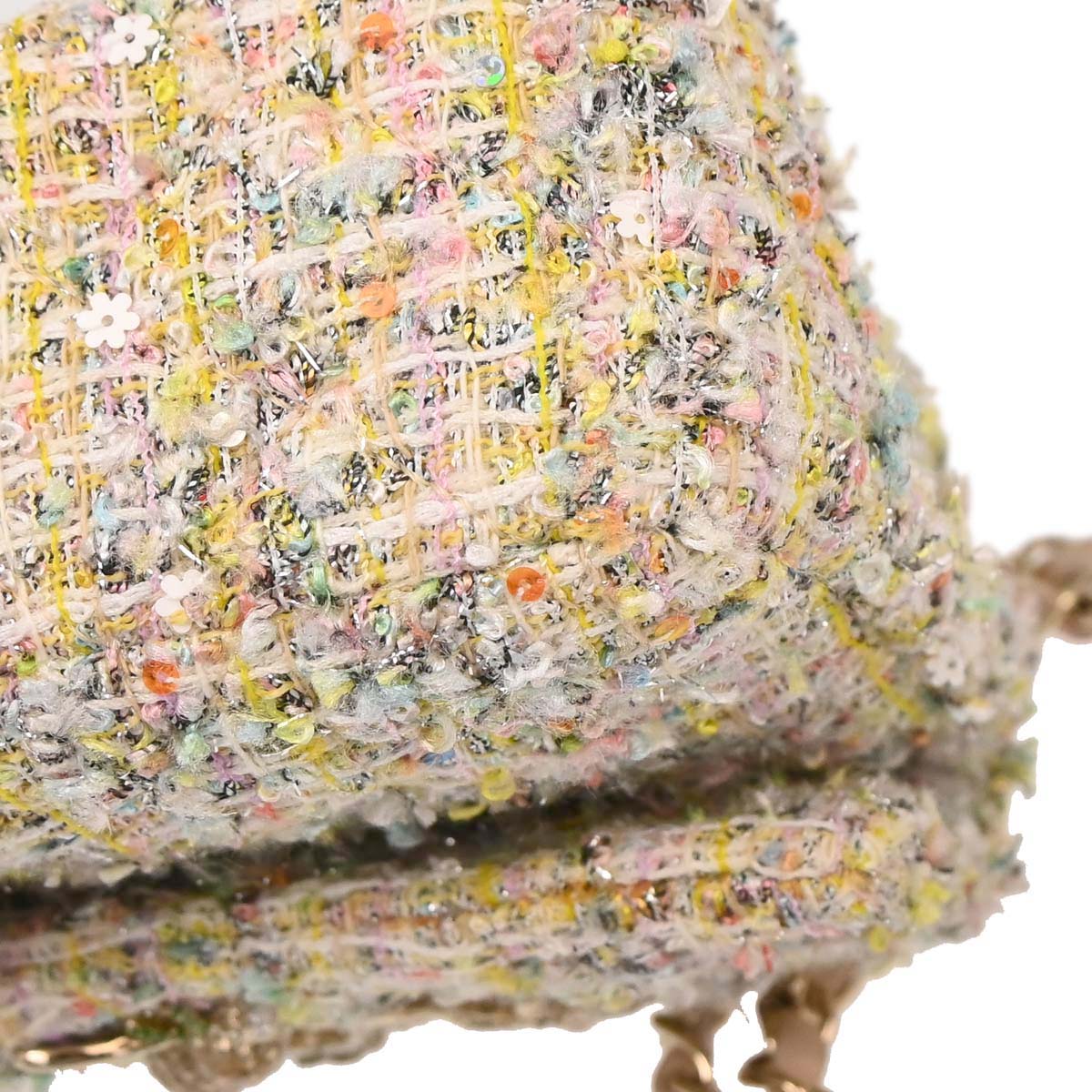 Chanel White Tweed Garden Party Medium Classic Double Flap Shoulder Bag