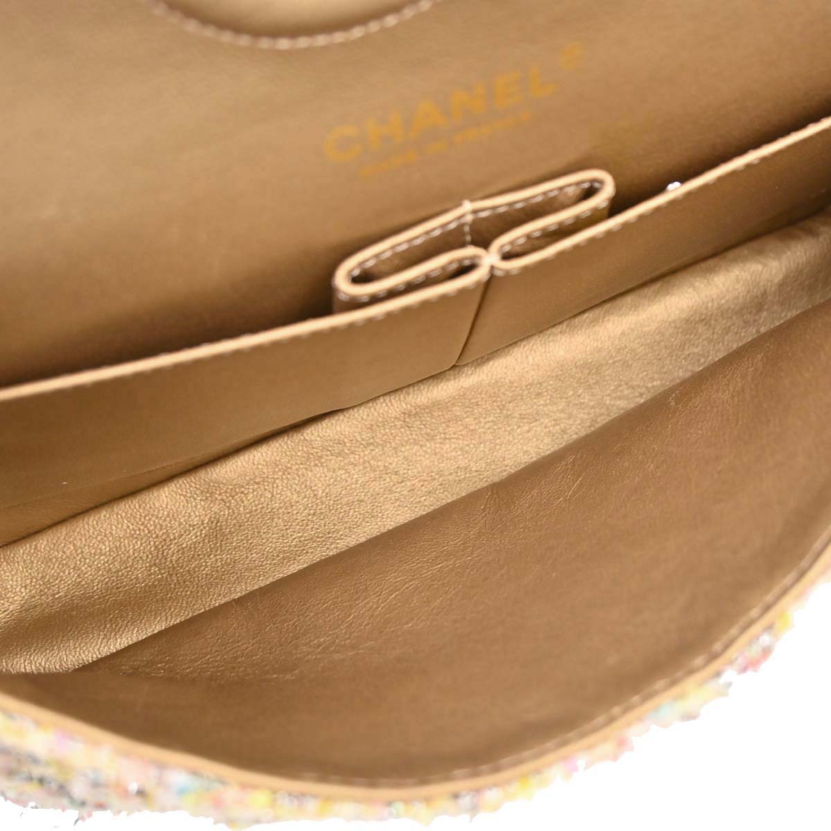 Chanel White Tweed Garden Party Medium Classic Double Flap Shoulder Bag