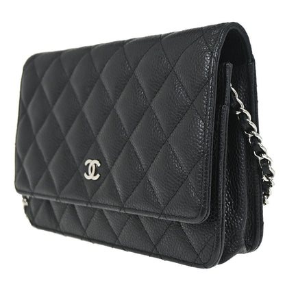 Chanel 2013-2014 Black Caviar WOC Wallet on Chain Bag